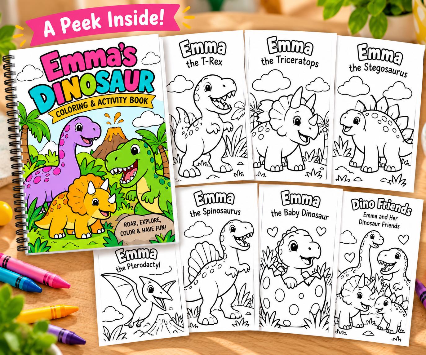 Personalized Children's Coloring Book PDF, Instant Digital Download Activity, Custom Name Coloring Pages for Kids, Printab...