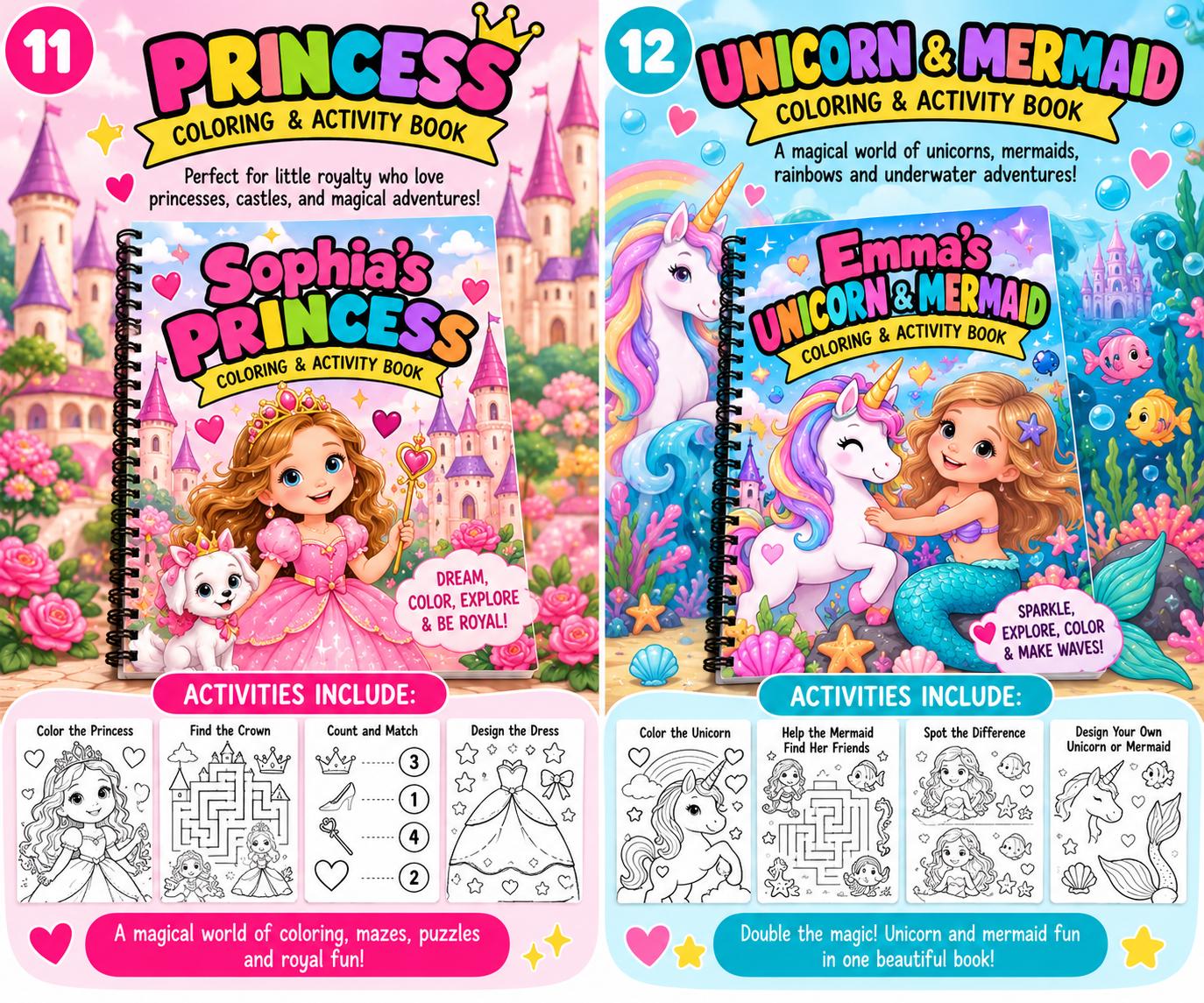 Personalized Children's Coloring Book PDF, Instant Digital Download Activity, Custom Name Coloring Pages for Kids, Printab...