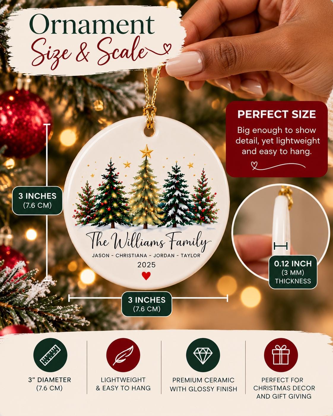 Personalized Family Christmas Gift, Custom Family Name Ornament 2026, Unique Ceramic Christmas Ornament, Gift for Family -...