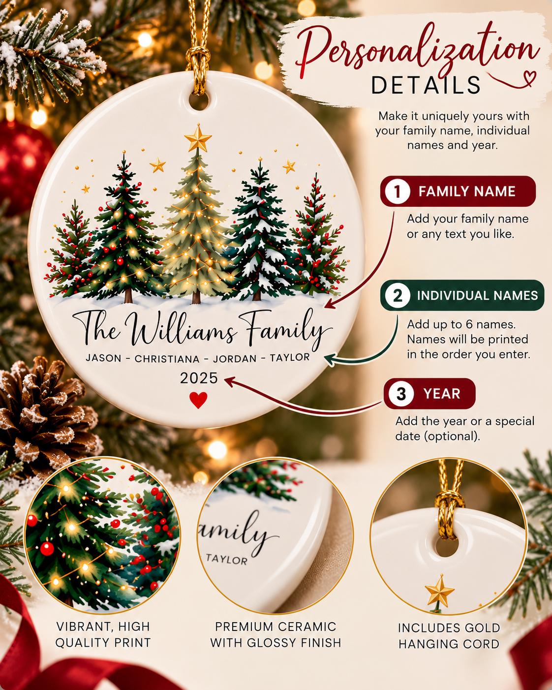 Personalized Family Christmas Gift, Custom Family Name Ornament 2026, Unique Ceramic Christmas Ornament, Gift for Family -...