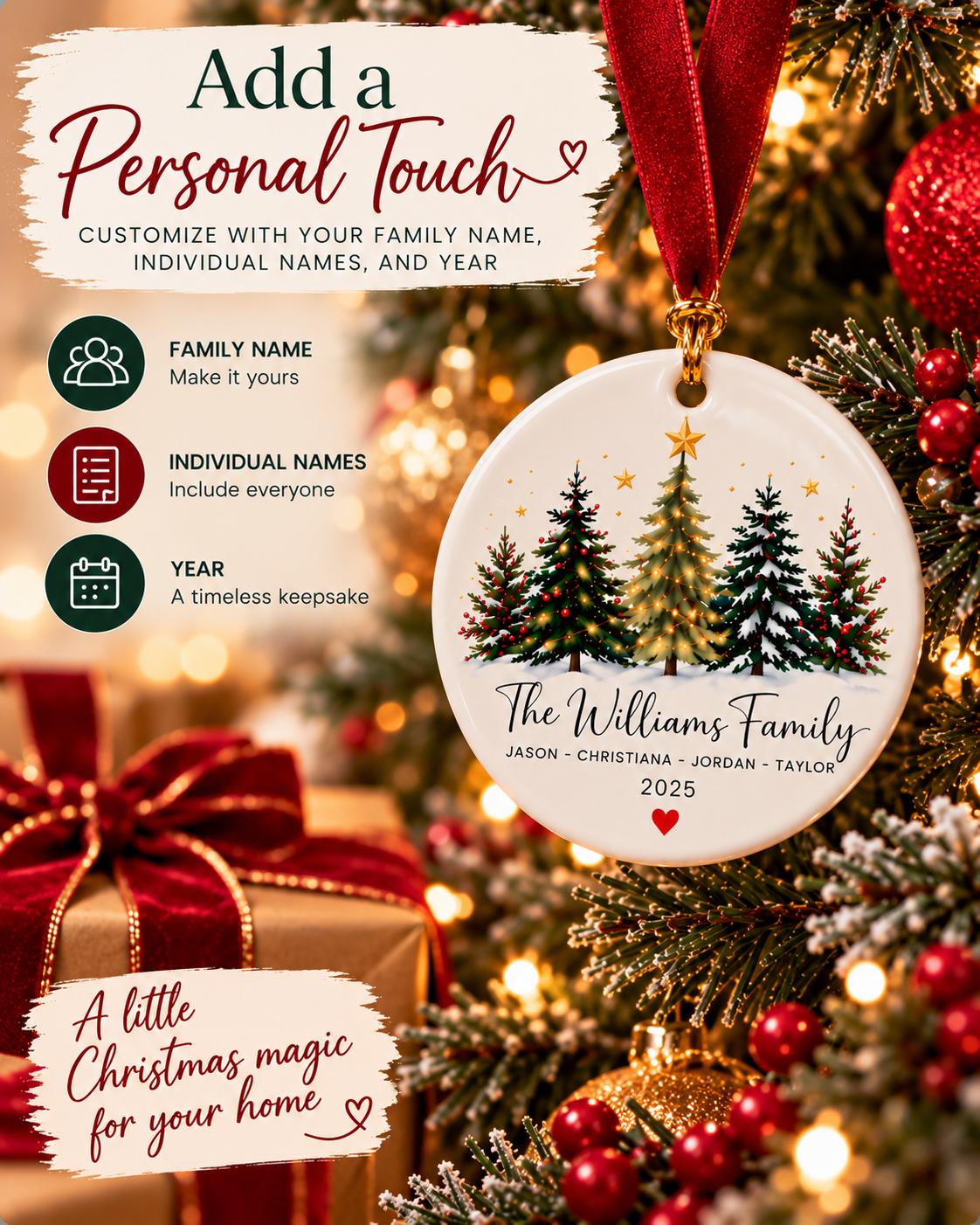 Personalized Family Christmas Gift, Custom Family Name Ornament 2026, Unique Ceramic Christmas Ornament, Gift for Family -...