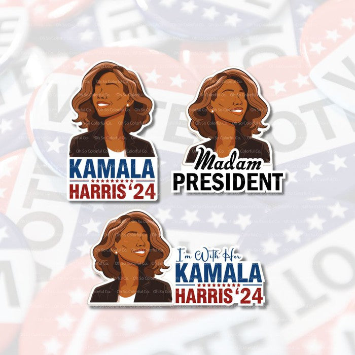 I'm With Her Kamala Harris 2024 Vinyl Sticker-stickers-OhSoColorfulCo