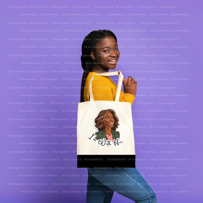 I'm With Her Kamala Harris Tote Bag, Madam President, 2024 Election, AKA Gift, Lets Finish the Job, Harris 2024, AKA Sorority Gift, Divine 9