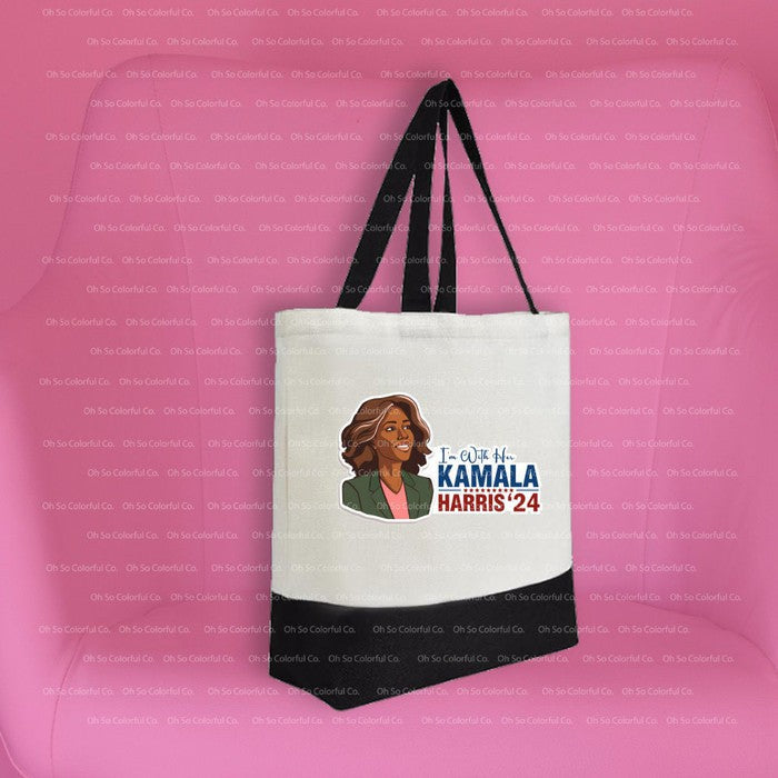 I'm With Her Kamala Harris Tote Bag, Madam President, 2024 Election, AKA Gift, Lets Finish the Job, Harris 2024, AKA Sorority Gift, Divine 9