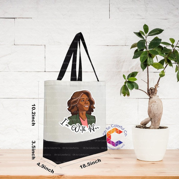 I'm With Her Kamala Harris Tote Bag, Madam President, 2024 Election, AKA Gift, Lets Finish the Job, Harris 2024, AKA Sorority Gift, Divine 9