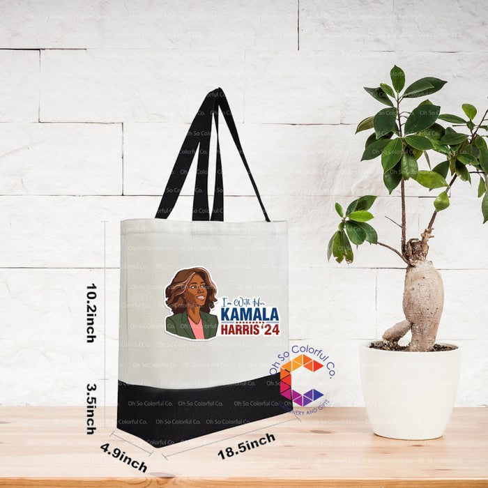 I'm With Her Kamala Harris Tote Bag, Madam President, 2024 Election, AKA Gift, Lets Finish the Job, Harris 2024, AKA Sorority Gift, Divine 9