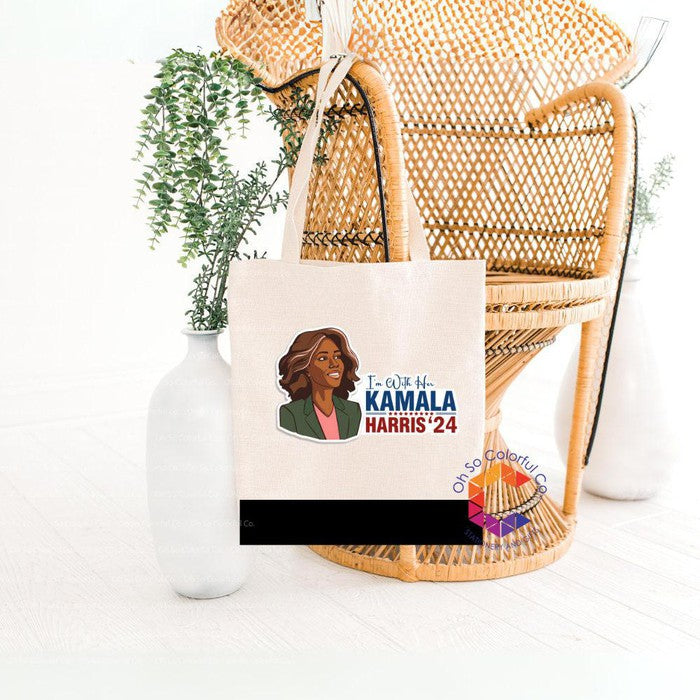 I'm With Her Kamala Harris Tote Bag, Madam President, 2024 Election, AKA Gift, Lets Finish the Job, Harris 2024, AKA Sorority Gift, Divine 9