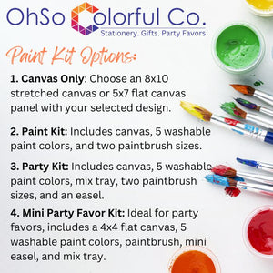 Paint Party Kit, Paint Your Own canvas, sip and paint for kids, kids paint party Birthday Activity, Kids Party Favors, Art Party Favors, Unicorn Party Favors, kids Party Package,  Dinosaur Party, Paint Set