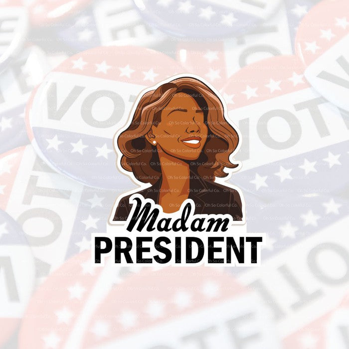 Kamala Harris 2024 Election Sticke Vote Blue Democrat Democratic Sticker Kamala Harris 2024 Madam President Die Cut Sticker Vinyl Sticker feminist gift for he gift for her Im with her kamala womens rights vote blue