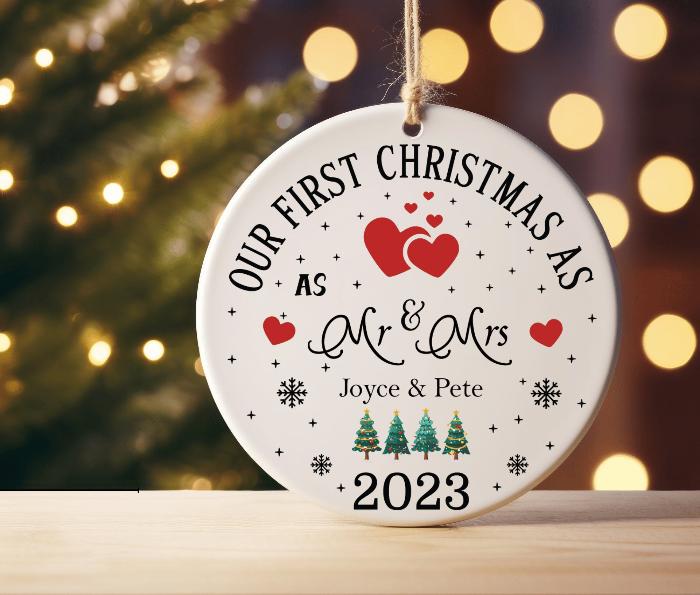 married bauble, together ornament, our first christmas, married ornament, mistletoe ornament, first xmas keepsake, ornament for couples, first married 2023, new couple gift, just married gift, newlywed christmas, married keepsake, together 2023