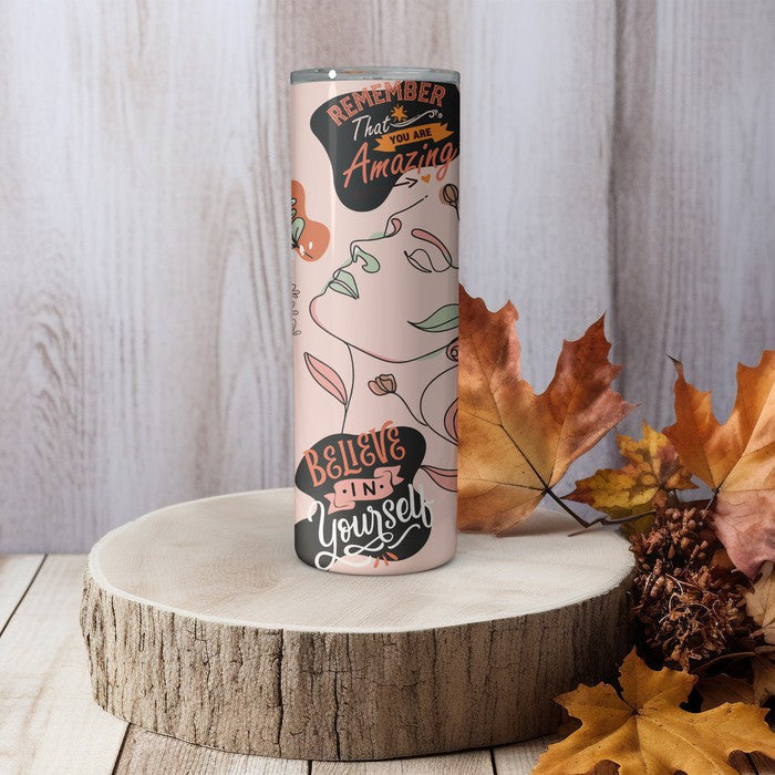 Personalized Affirmations Skinny Tumbler with lid and straw