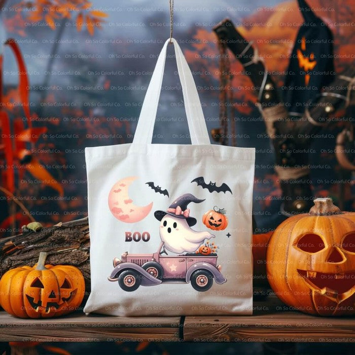 halloween ghost tote bag trick or treat bag kids halloween bag custom candy bag personalized gift halloween gifts personalized tote candy bag for kids halloween tote bag halloween candy bag canvas halloween oogie boogie not so scary monster truck bag