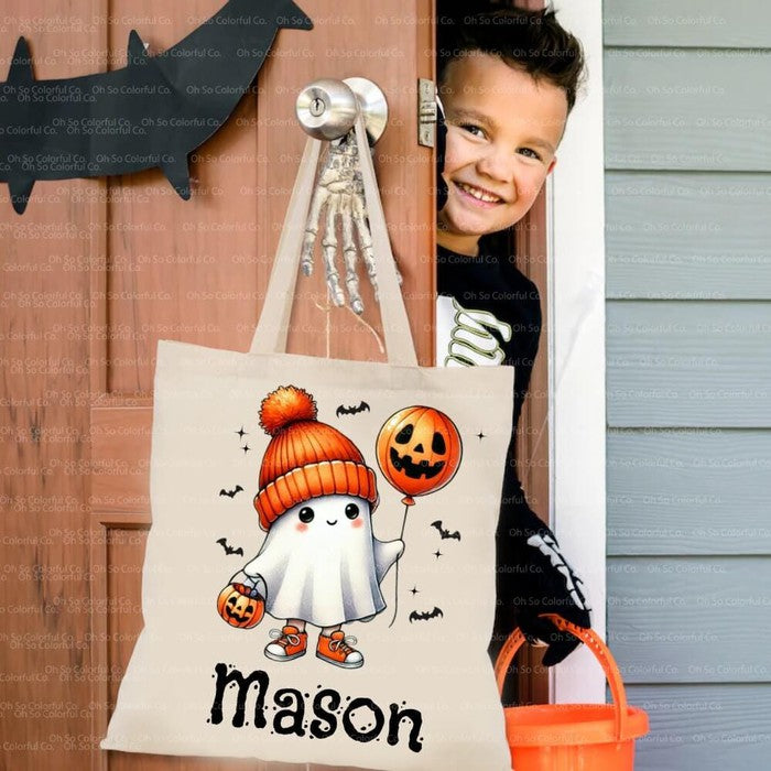 halloween ghost tote bag trick or treat bag kids halloween bag custom candy bag personalized gift halloween gifts personalized tote candy bag for kids halloween tote bag halloween candy bag canvas halloween oogie boogie not so scary monster truck bag