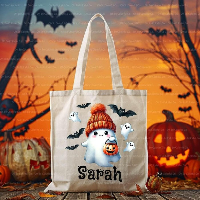 halloween ghost tote bag trick or treat bag kids halloween bag custom candy bag personalized gift halloween gifts personalized tote candy bag for kids halloween tote bag halloween candy bag canvas halloween oogie boogie not so scary monster truck bag