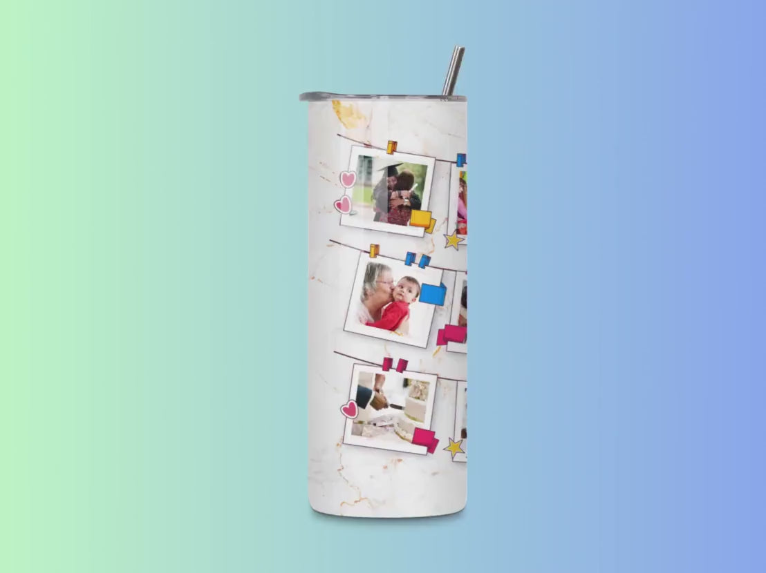 Custom Photo Collage Tumbler, Personalized Tumbler with Photos, Photo Gift for Christmas, Gift for Mom, Grandma, Bridesmaid Gift, Memorial