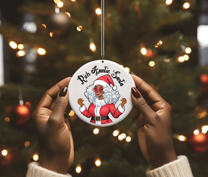 holiday gift christmas keepsake tree decoration gift exchange christmas bauble black santa melanin christmas afro christmas african santa african american black girl magic secret santa gift 2023 ornament 2023 holiday gift black woman christmas