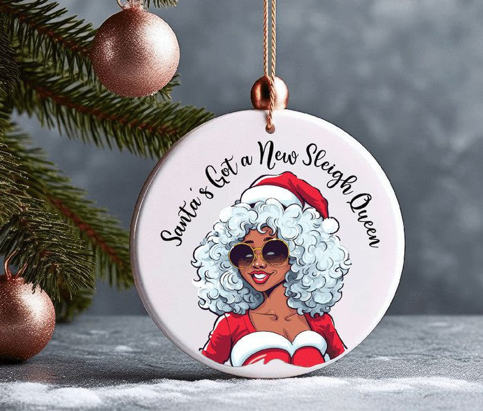 Santa's sleigh queen, personalized christmas ornaments, personalized tree ornaments, xmas tree ornaments, first christmas ornament, memorial ornaments, our first christmas ornament, black ornaments, christmas keepsake ornament, 2023 ornament, 2023 holiday gift, letter ornament, black santa, black woman christmas, melanin christmas, black girl christmas, black woman christmas gift, african christmas gifts