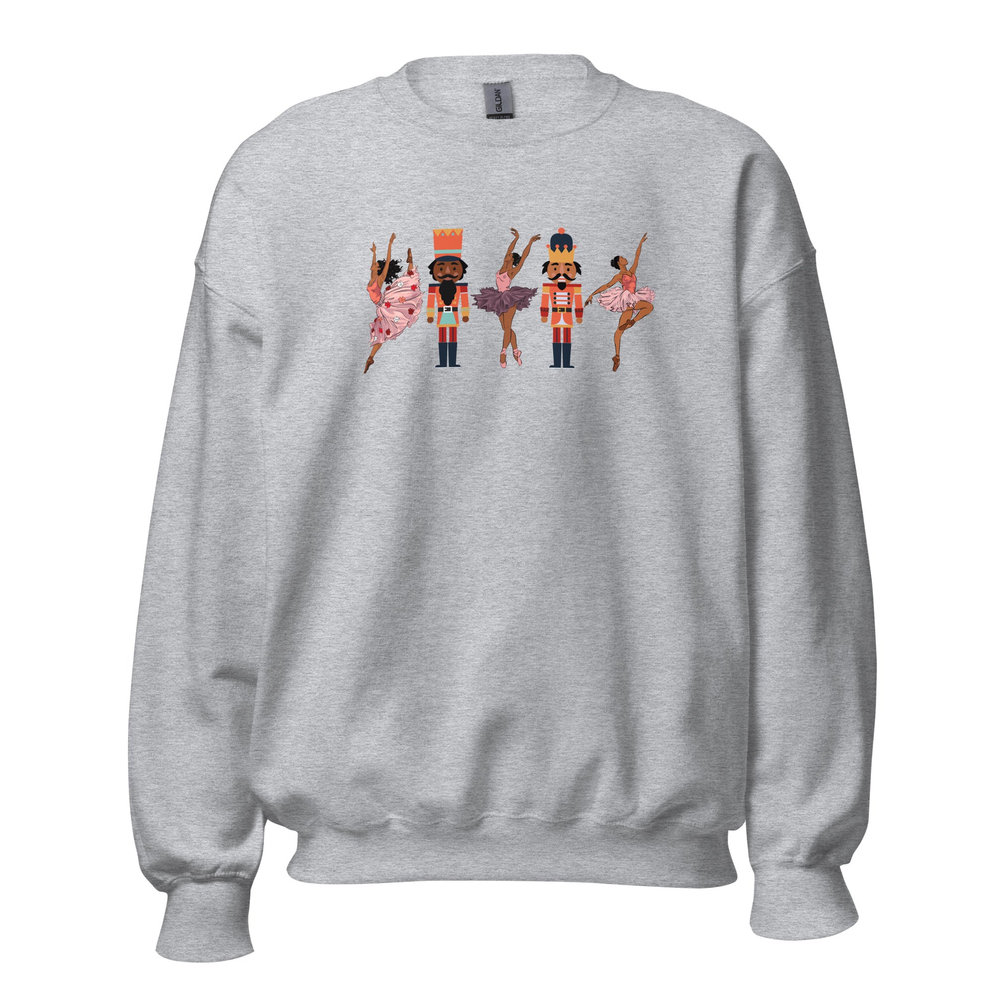 Black Ballerina Nutcracker Sweatshirt - sport grey front view
