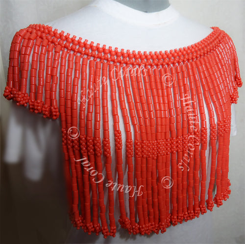 Nigerian coral shoulder beads, tribal accessories, tribal glam, tribal jewelry, statement necklace under 100, beaded statement necklace, African accessories, unique statement necklace, beaded statement necklace, coral shoulder beads, traditional coral shoulder beads, bridal shoulder beads, Nigerian shoulder beads, coral shoulder beads, Nigerian Wedding beads, Nigerian engagement beads, Nigerian traditional wedding beads, coral necklace, coral statement necklace, Nigerian coral beads