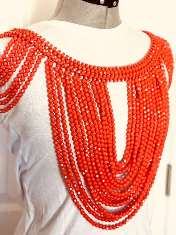Nigerian Wedding Coral Shoulder Beads | Igbo Bride Shoulder Beads Cape | Edo Bride Coral Beads | Nigerian Wedding Shoulder Cape Beads