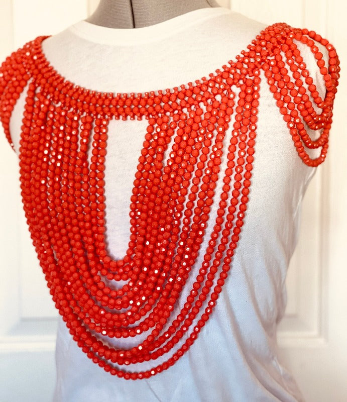 Nigerian Wedding Coral Shoulder Beads | Igbo Bride Shoulder Beads Cape | Edo Bride Coral Beads | Nigerian Wedding Shoulder Cape Beads
