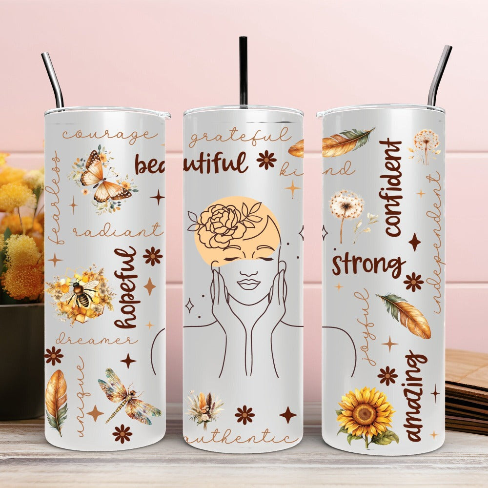 daily reminders cup motivational cup mental health cup affirmations tumbler gift for her tumbler with straw personalized tumbler daily affirmations skinny tumbler gift positive tumbler best friend gift valentines gift tumblerful gift