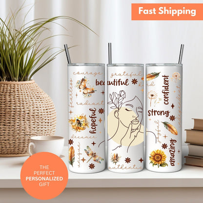 daily reminders cup motivational cup mental health cup affirmations tumbler gift for her tumbler with straw personalized tumbler daily affirmations skinny tumbler gift positive tumbler best friend gift valentines gift tumblerful gift